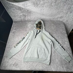 Hollister Gray Hoodie with Black and Gold Accents size adult small